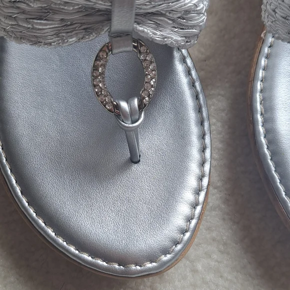 Italian Shoemakers Silver Sandals with Braided Straps - Picture 4 of 4